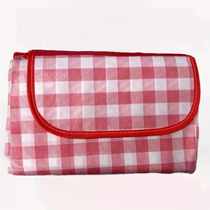 Waterproof Oxford Beach Mat Foldable Plaid Pattern Portable Picnic Mat Tote