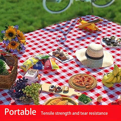 Waterproof Oxford Beach Mat Foldable Plaid Pattern Portable Picnic Mat Tote