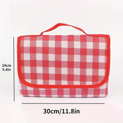 Waterproof Oxford Beach Mat Foldable Plaid Pattern Portable Picnic Mat Tote