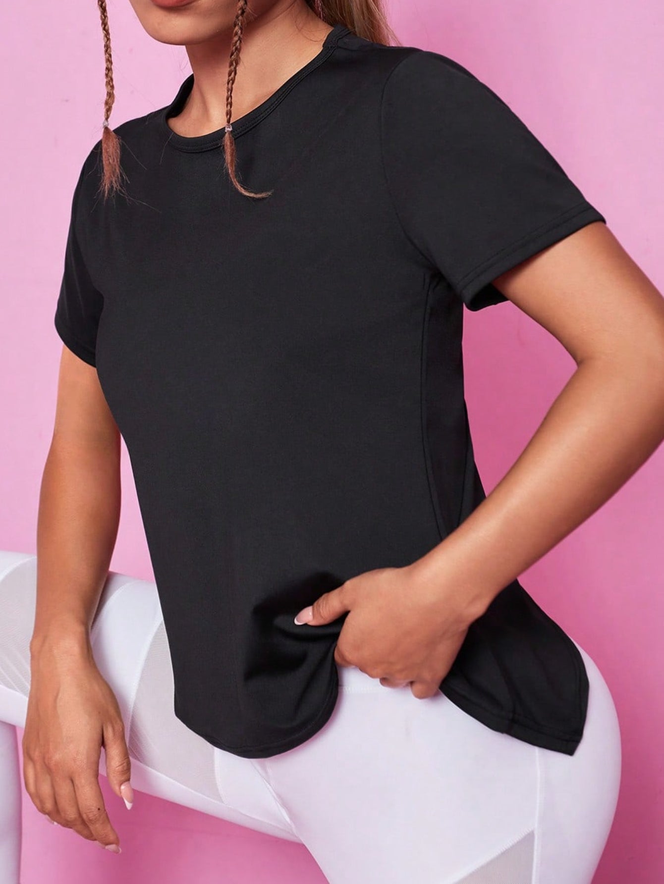 Contrast Mesh Sporty T Shirt Short Sleeves Crew Neck Sports Tee
