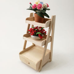 Wooden Plant Shelf Flower Stand Fairy Garden Decor