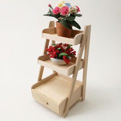 Wooden Plant Shelf Flower Stand Fairy Garden Decor