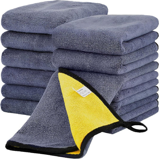 12pcs Thick Fiber Cleaning Towel Car Detail Cloth Car Drying Polishing Wax