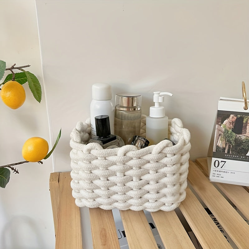 Cotton Rope Woven Storage Basket for Jewelry Makeup Masks Cosmetics