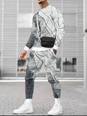 Mexico Eagle Pattern Men's 2 Piece Outfits Long Sleeve T-shirt & Sweatpants Set