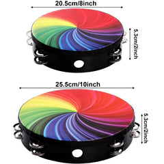 20CM Wood Radiant Tambourine Double Row Jingles Drum Hand Held Percussion