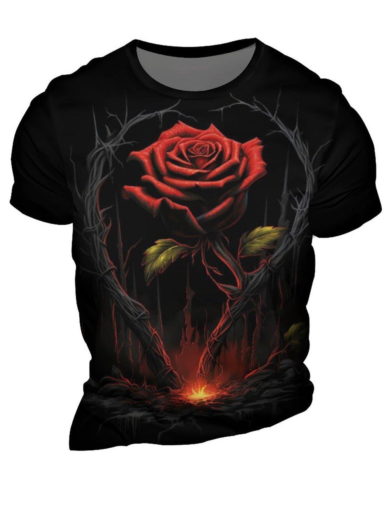 Red Rose 3D Print Men's Novelty t-shirt for Summer