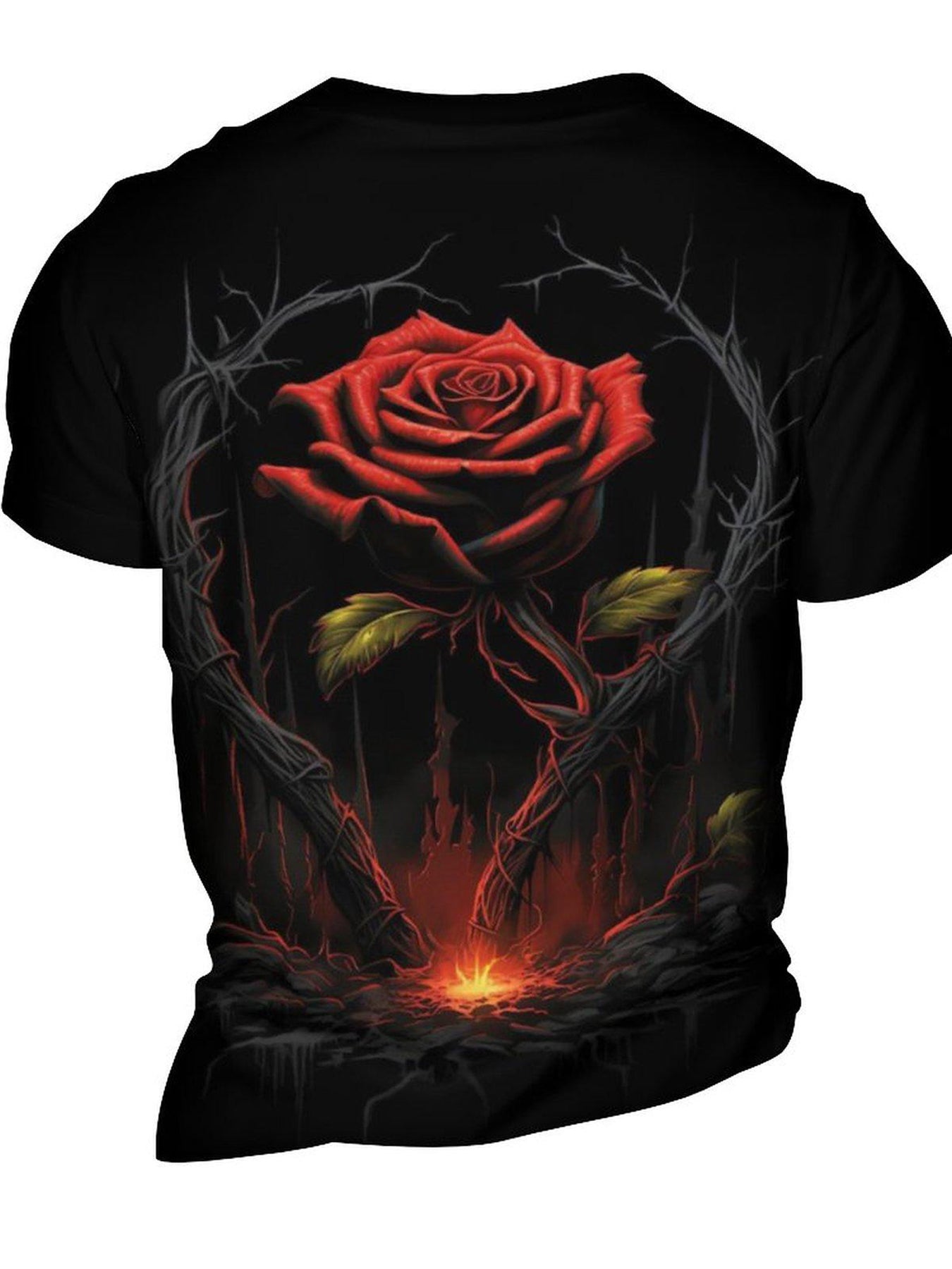 Red Rose 3D Print Men's Novelty t-shirt for Summer