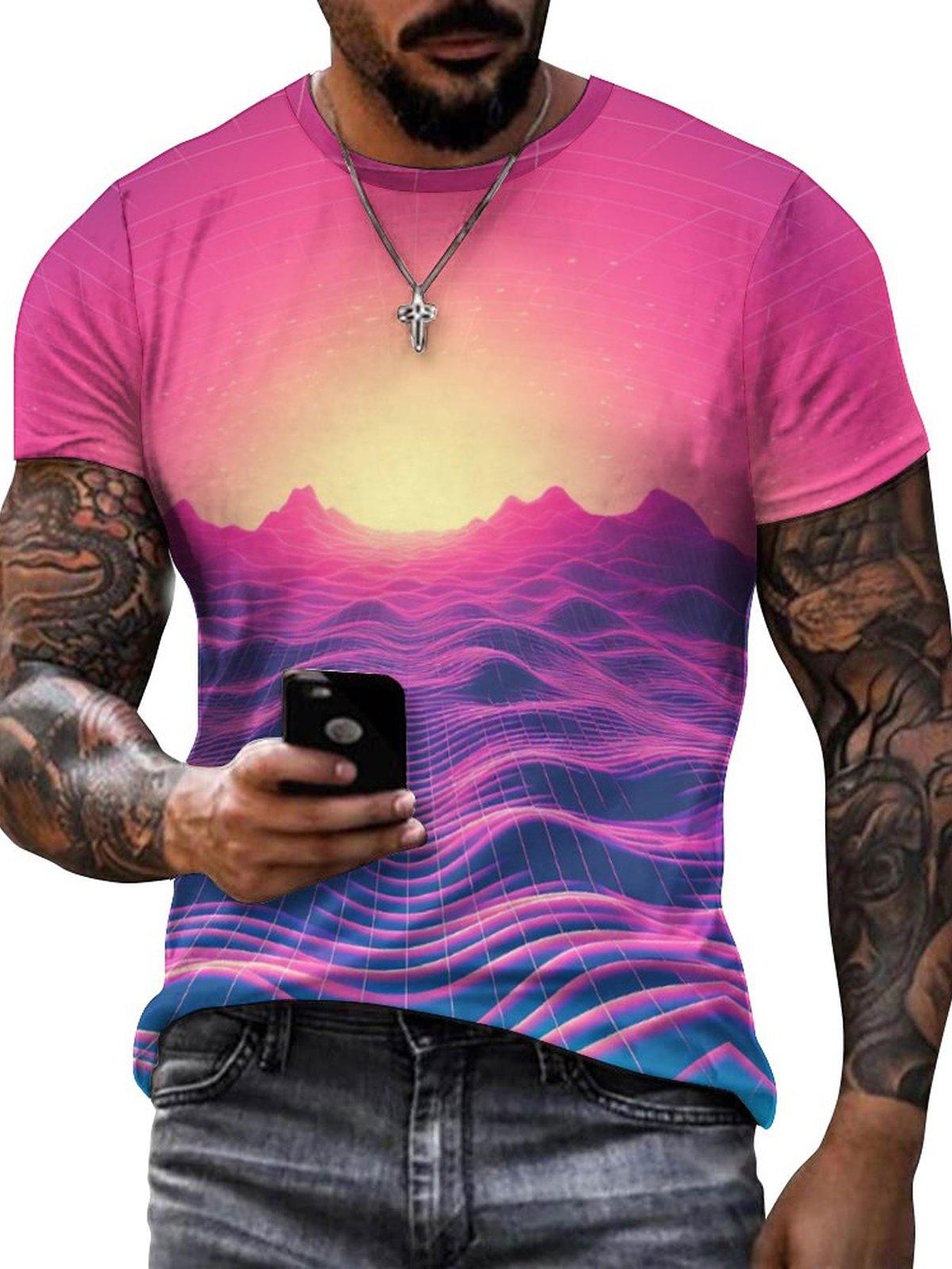 Men's Scenery Pattern Graphic T-Shirt for Summer