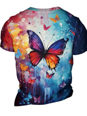 Butterfly 3D Print Men's Graphic T shirt Causal Tees Short Sleeve Tops