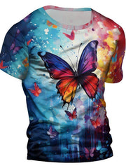 Butterfly 3D Print Men's Graphic T shirt Causal Tees Short Sleeve Tops