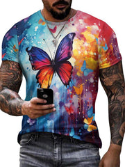Butterfly 3D Print Men's Graphic T shirt Causal Tees Short Sleeve Tops