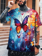 Butterfly 3D Print Men's Graphic T shirt Causal Tees Short Sleeve Tops