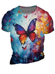 Butterfly 3D Print Men's Graphic T shirt Causal Tees Short Sleeve Tops