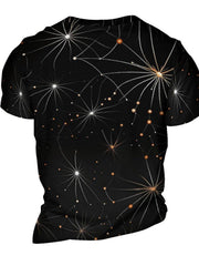 Men's Shining Stars Print Short Sleeve T-shirt for Summer