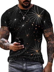 Men's Shining Stars Print Short Sleeve T-shirt for Summer