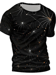 Men's Shining Stars Print Short Sleeve T-shirt for Summer