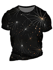 Men's Shining Stars Print Short Sleeve T-shirt for Summer