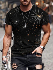Men's Shining Stars Print Short Sleeve T-shirt for Summer