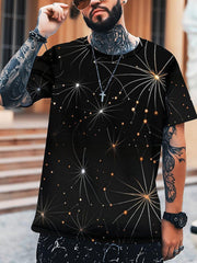 Men's Shining Stars Print Short Sleeve T-shirt for Summer