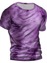 Men's Faux Fur 3D Print T Shirt Casual Short Sleeve Top