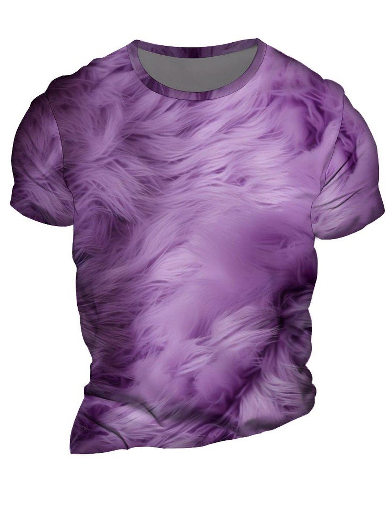 Men's Faux Fur 3D Print T Shirt Casual Short Sleeve Top