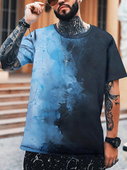 Watercolor Print Men's Graphic T-shirt Summer Outdoor Clothing
