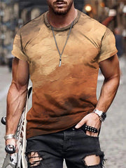 Men's Gradient Print Short Sleeve T-shirt for Summer