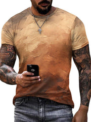 Men's Gradient Print Short Sleeve T-shirt for Summer