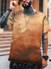 Men's Gradient Print Short Sleeve T-shirt for Summer