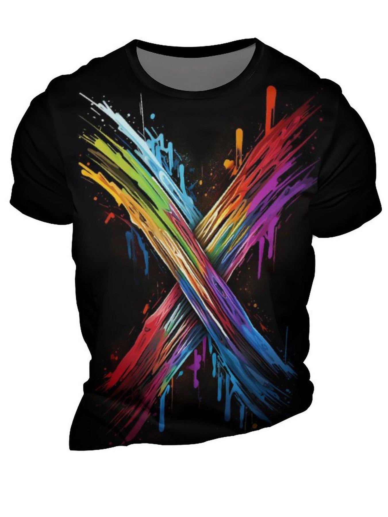 Colorful Paint Print Men's Short Sleeve T shirt for Summer