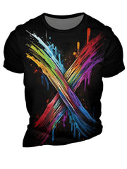 Colorful Paint Print Men's Short Sleeve T shirt for Summer