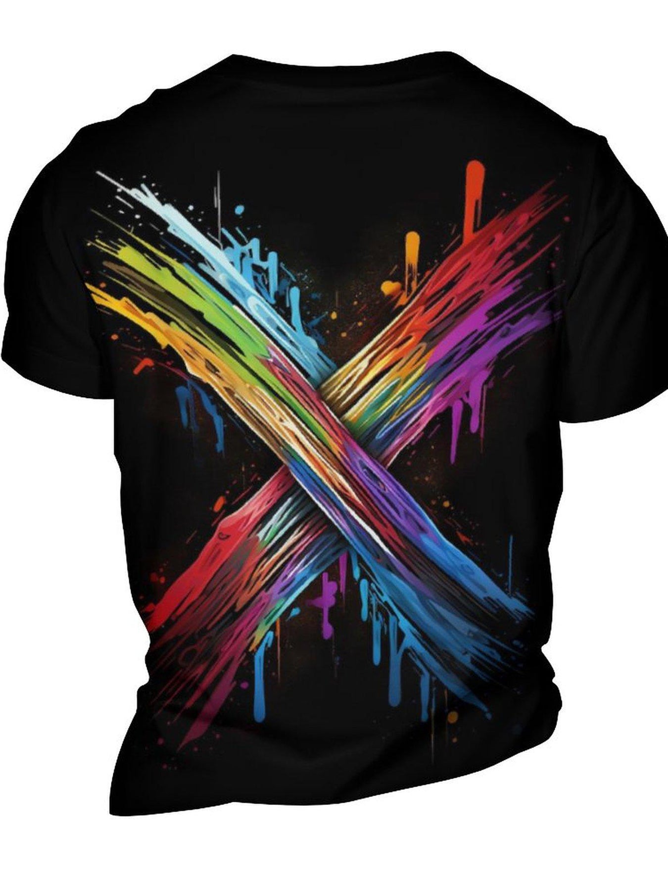 Colorful Paint Print Men's Short Sleeve T shirt for Summer