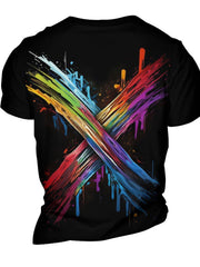 Colorful Paint Print Men's Short Sleeve T shirt for Summer