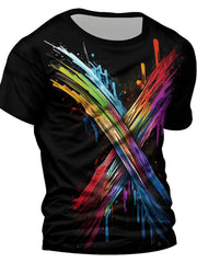 Colorful Paint Print Men's Short Sleeve T shirt for Summer