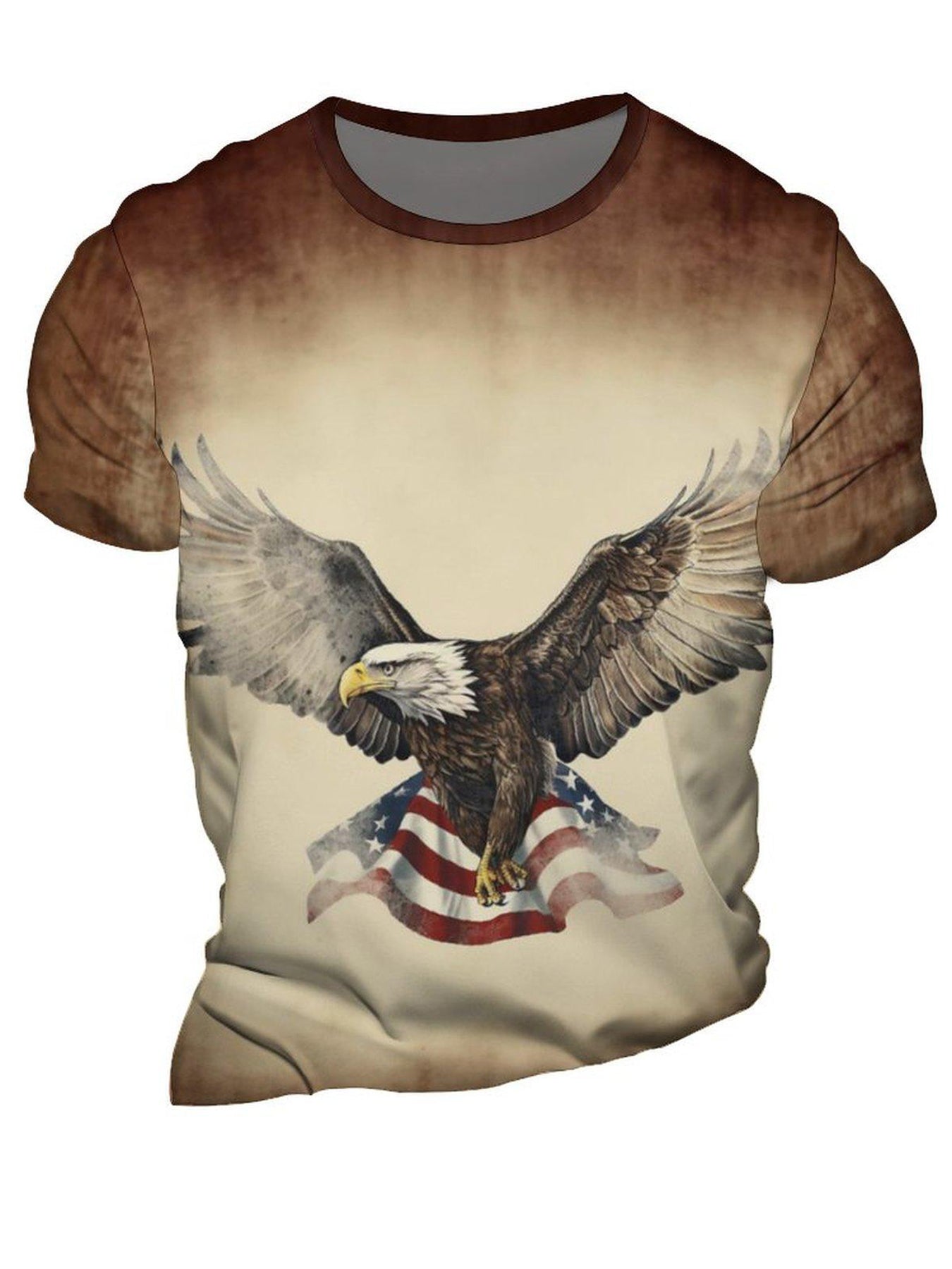 Eagle Pattern Gradient Men's Tee Summer Stylish Shirt