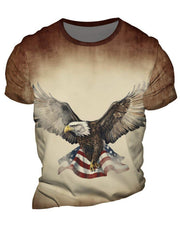 Eagle Pattern Gradient Men's Tee Summer Stylish Shirt