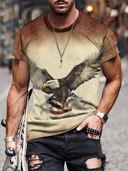 Eagle Pattern Gradient Men's Tee Summer Stylish Shirt