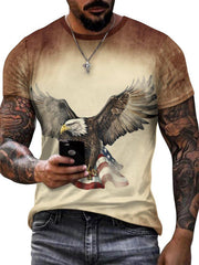 Eagle Pattern Gradient Men's Tee Summer Stylish Shirt