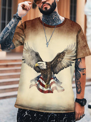 Eagle Pattern Gradient Men's Tee Summer Stylish Shirt