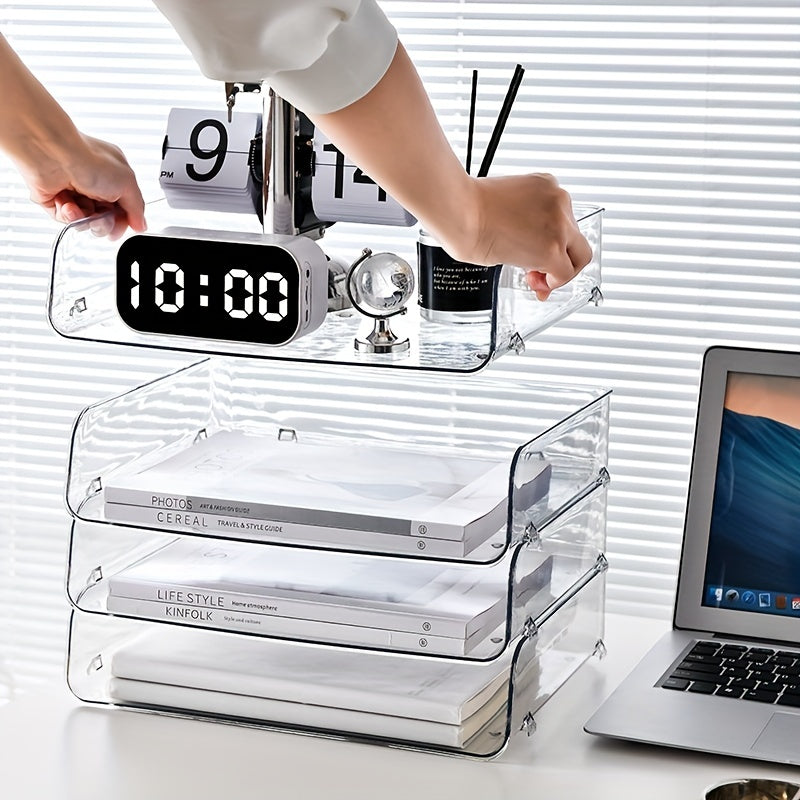 Clear Plastic Storage Tray for School Office Supplies