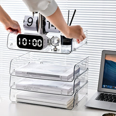 Clear Plastic Storage Tray for School Office Supplies