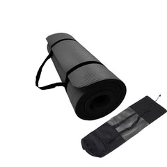 Thickened Yoga Mat with Mesh Storage Bag 182x60cm - Black
