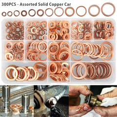 300pcs Copper Washers 12 Sizes O Ring Gaskets Set with Storage