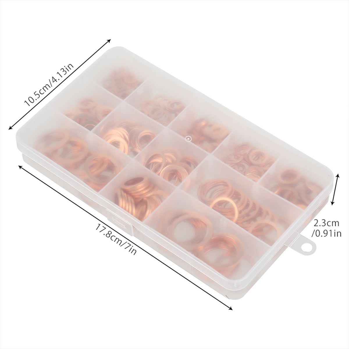 300pcs Copper Washers 12 Sizes O Ring Gaskets Set with Storage