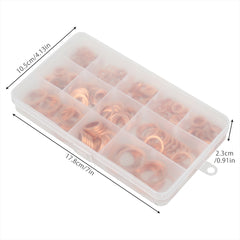 300pcs Copper Washers 12 Sizes O Ring Gaskets Set with Storage