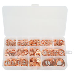 300pcs Copper Washers 12 Sizes O Ring Gaskets Set with Storage