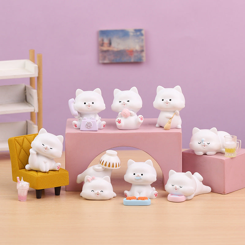 Resin Cat Toy Blind Box Desktop Decoration 8 Designs 1 Hidden Edition