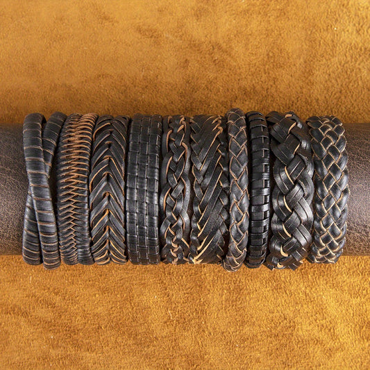 10pcs Faux Leather Bracelets Men Women Set