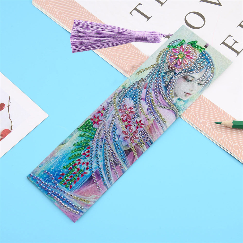 DIY Diamond Painting Bookmark 5D Crystal Embroidery Kit Tassel Bookmark